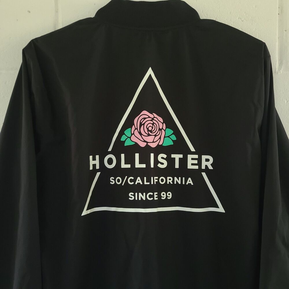 retro Hollister California Size M Black Epic Flex Stretch Windbreaker Jacket EUC - Picture 13 of 16